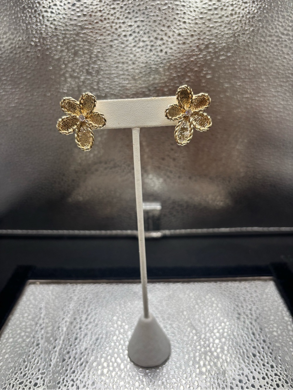 Delicate Gold Flower Petal Stud Earrings - Women Jewelry